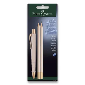 Kuličkové pero Faber-Castell Poly Ball Urban Gold sada, 3 ks, pale rose